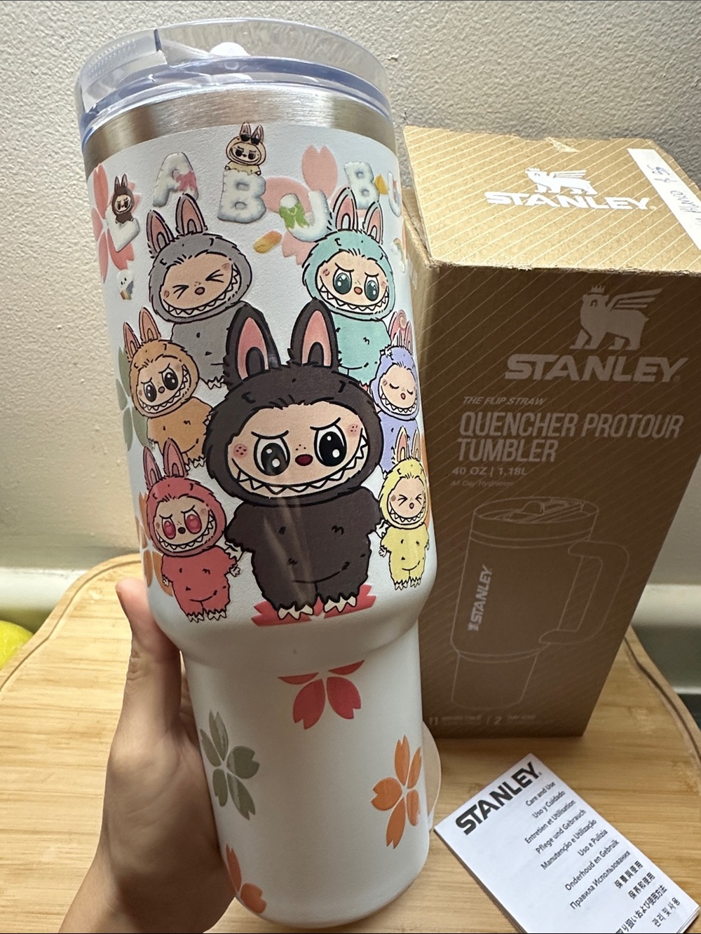Stanley LABUBU PRO White Tumbler with Multicolor Cute Character Decal